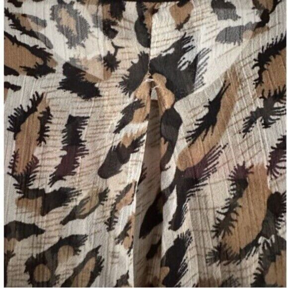 HIP Sheer Chiffon Animal Leopard Print Gold Button Front Blouse Sleeveless S - Picture 6 of 6